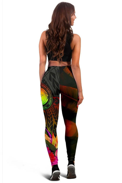 Northern Mariana Islands Polynesian Legging- Hibiscus and Banana Leaves