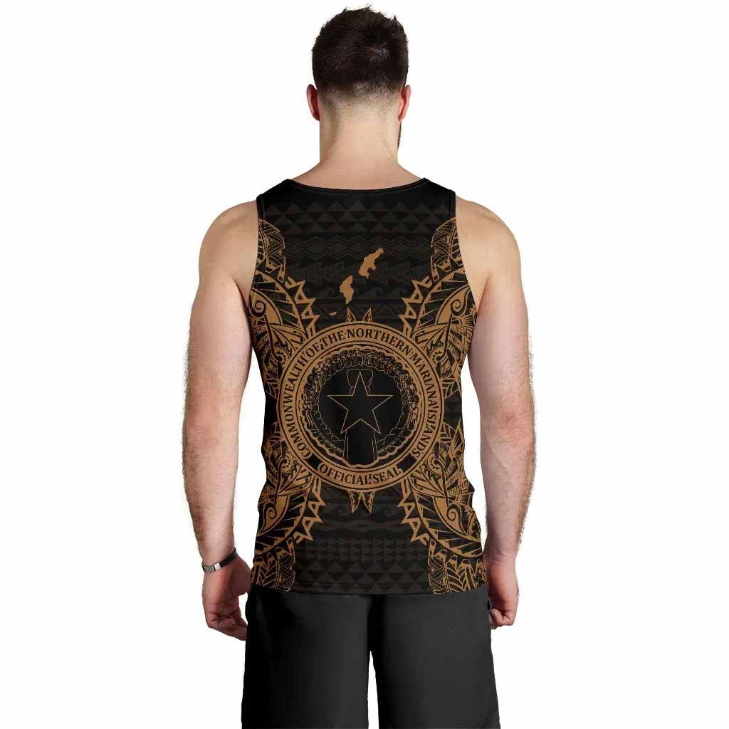 Northern Mariana Islands Polynesian Men Tank Top Map Gold