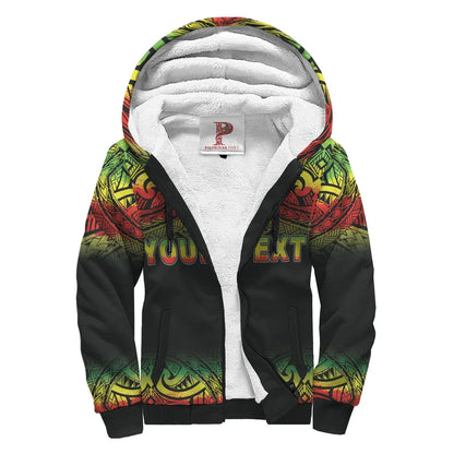 Northern Mariana Islands Polynesian Personalised Custom Sherpa Hoodie - Reggae Fog
