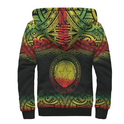 Northern Mariana Islands Polynesian Personalised Custom Sherpa Hoodie - Reggae Fog