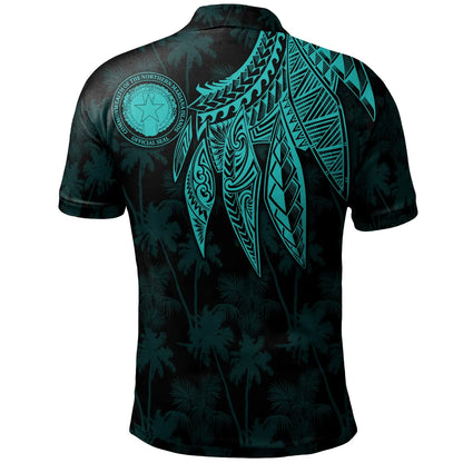 Northern Mariana Islands Polynesian Personalised Polo Shirt - Polynesian Wings Turquoise