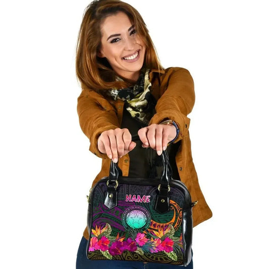 Northern Mariana Islands Polynesian Personalised Shoulder Handbag - Summer Hibiscus