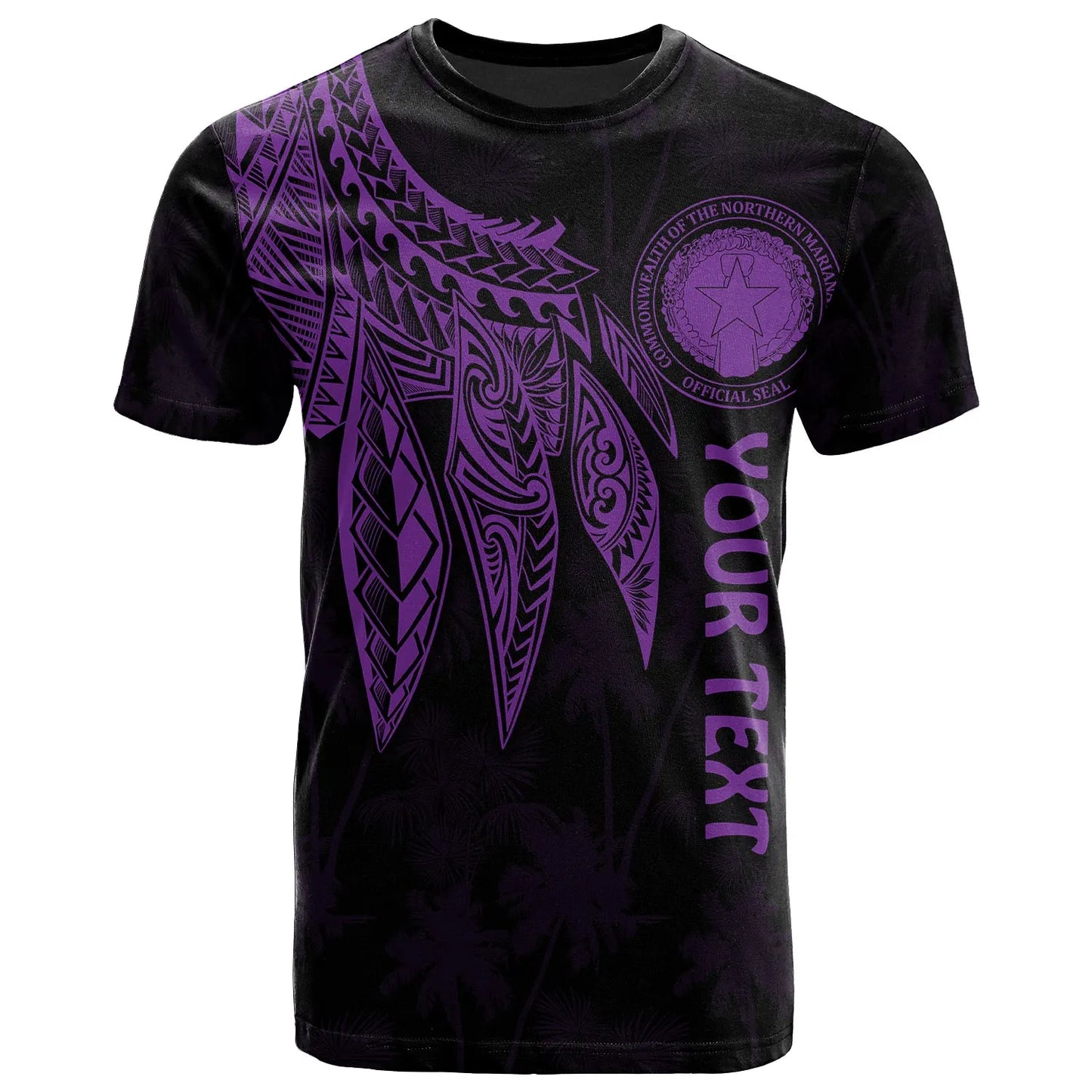 Northern Mariana Islands Polynesian Personalised T-Shirt - Polynesian Wings Purple