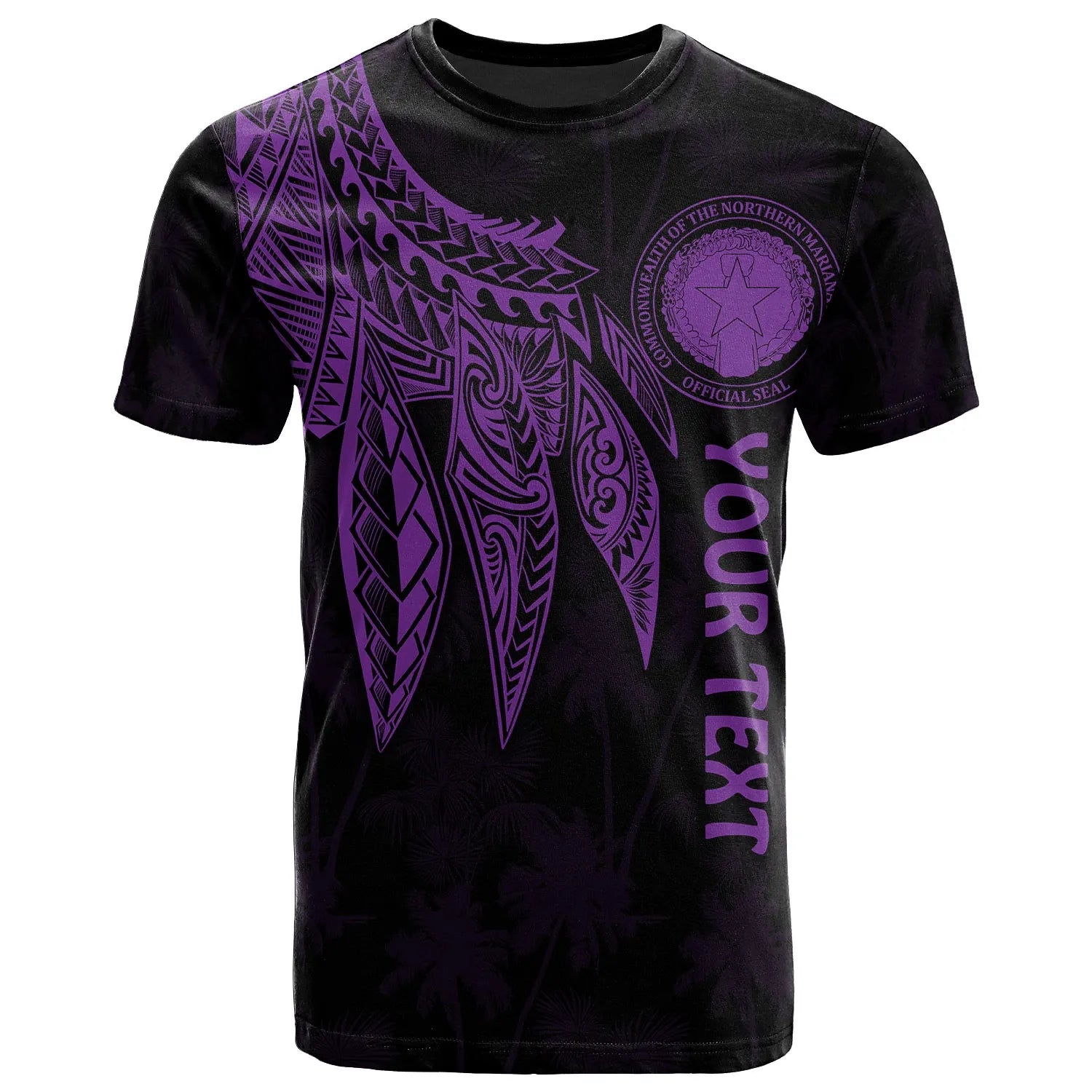 Northern Mariana Islands Polynesian Personalised T-Shirt - Polynesian Wings Purple