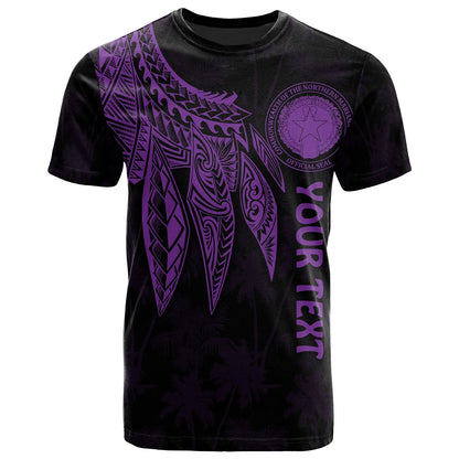 Northern Mariana Islands Polynesian Personalised T-Shirt - Polynesian Wings Purple