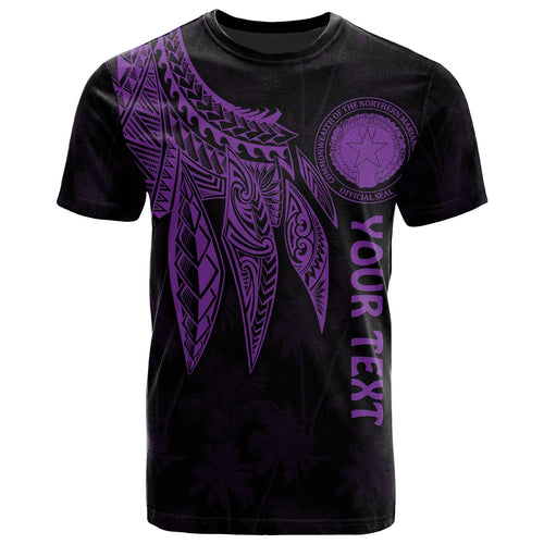Northern Mariana Islands Polynesian Personalised T-Shirt - Polynesian Wings Purple