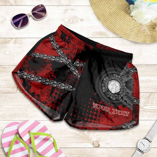 Northern Mariana Islands Polynesian Personalised Women Shorts - Polynesian Chain Style