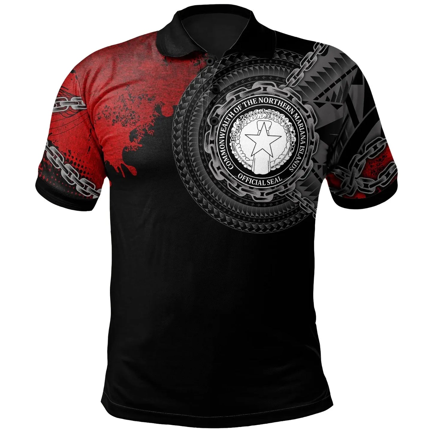 Northern Mariana Islands Polynesian Polo Shirt - Polynesian Chain Style