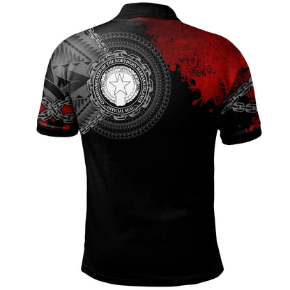 Northern Mariana Islands Polynesian Polo Shirt - Polynesian Chain Style