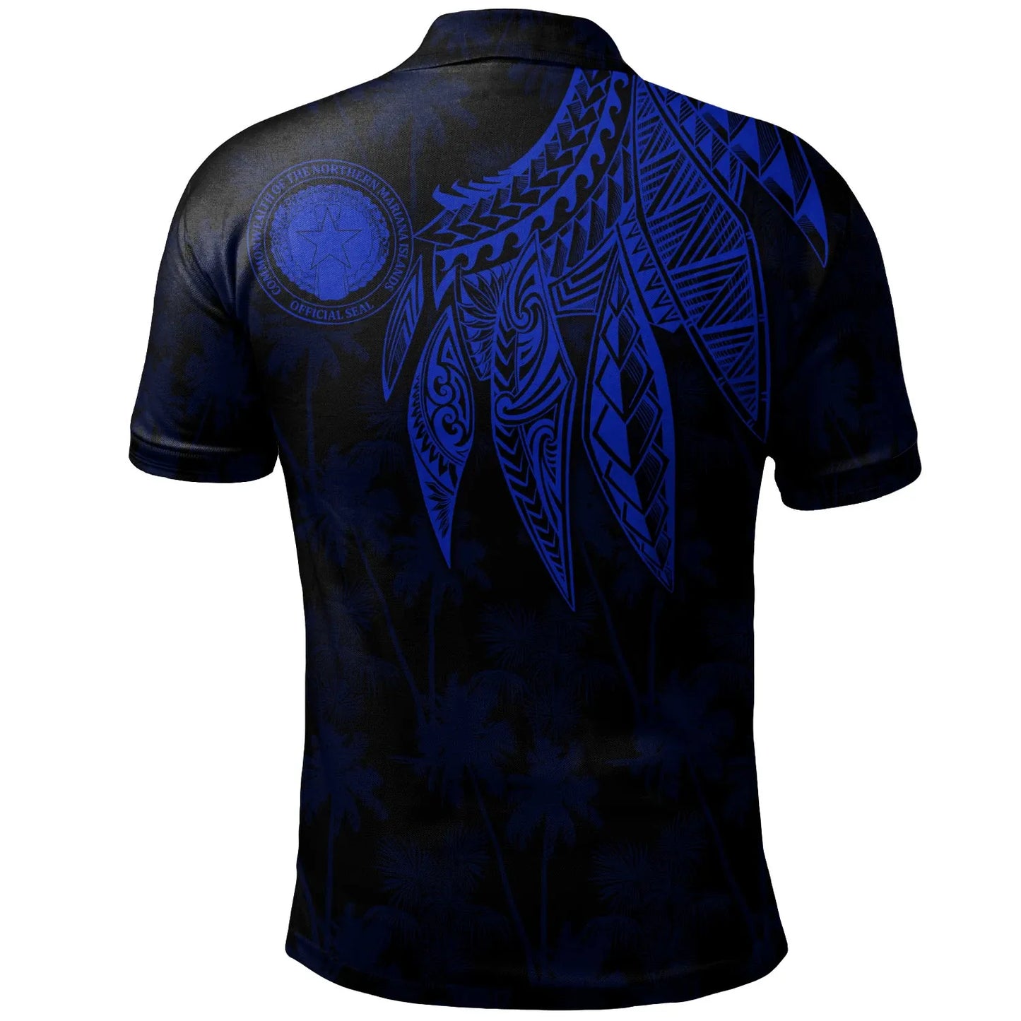 Northern Mariana Islands Polynesian Polo Shirt - Polynesian Wings Blue