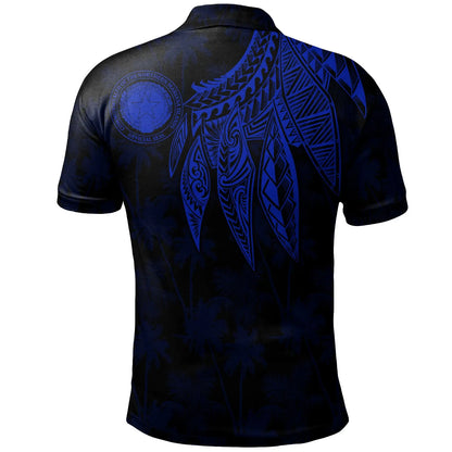 Northern Mariana Islands Polynesian Polo Shirt - Polynesian Wings Blue