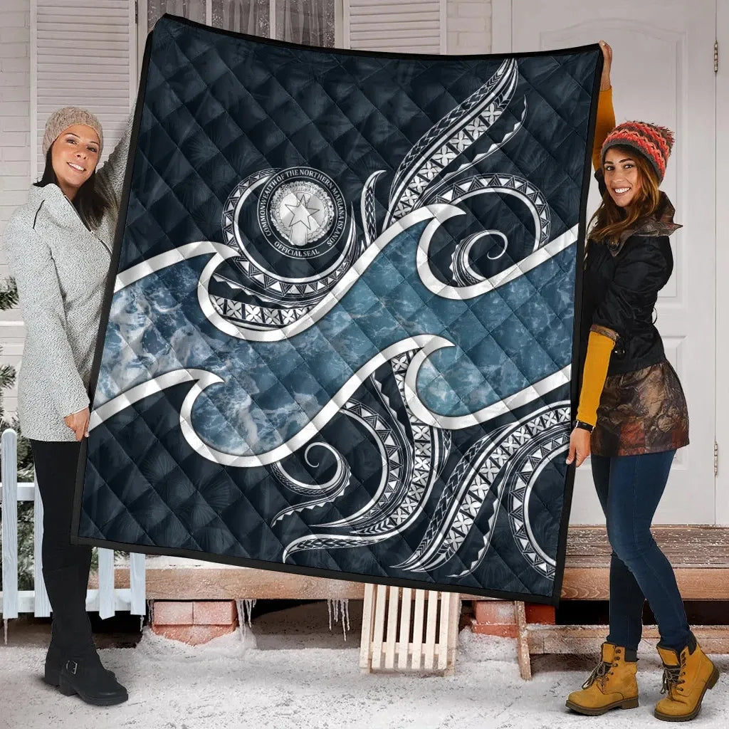 Northern Mariana Islands Polynesian Premium Quilt - Ocean Style