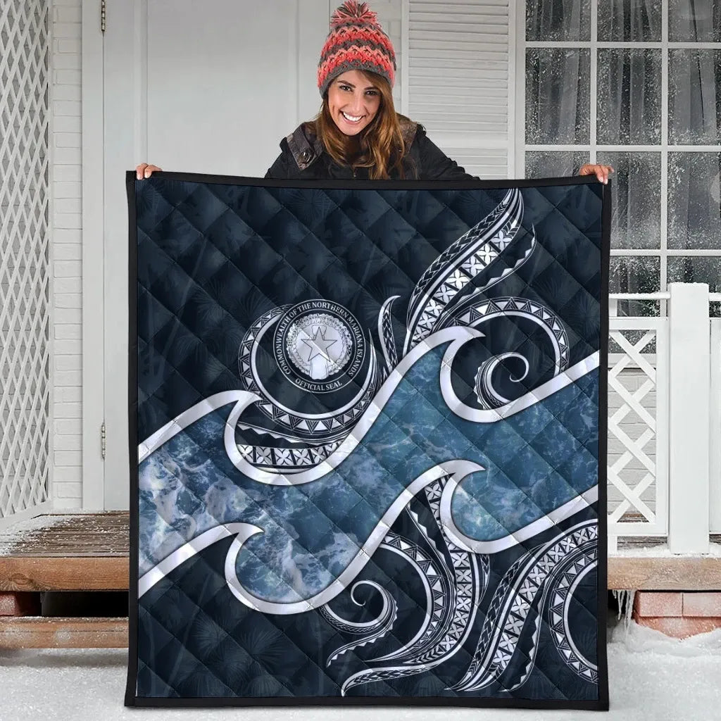 Northern Mariana Islands Polynesian Premium Quilt - Ocean Style