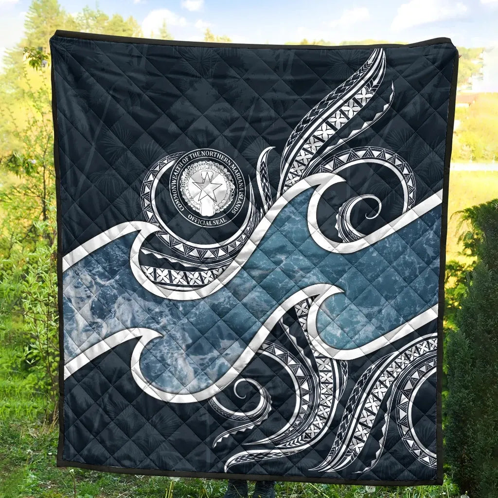 Northern Mariana Islands Polynesian Premium Quilt - Ocean Style