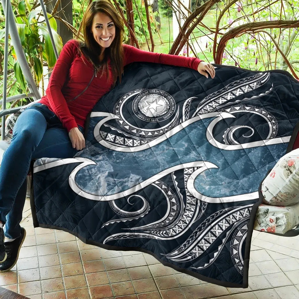 Northern Mariana Islands Polynesian Premium Quilt - Ocean Style