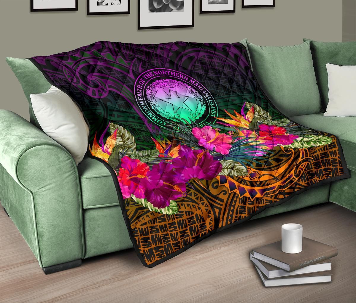 Northern Mariana Islands Polynesian Premium Quilt - Summer Hibiscus