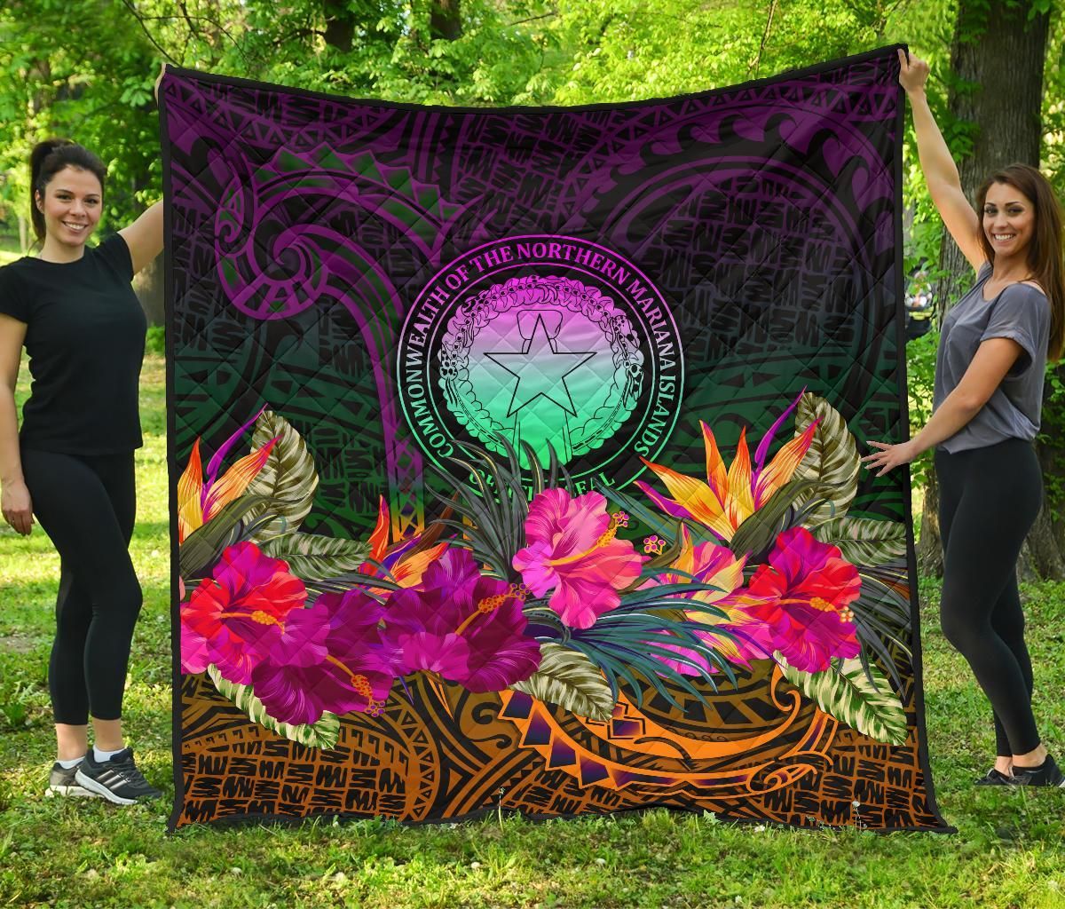 Northern Mariana Islands Polynesian Premium Quilt - Summer Hibiscus