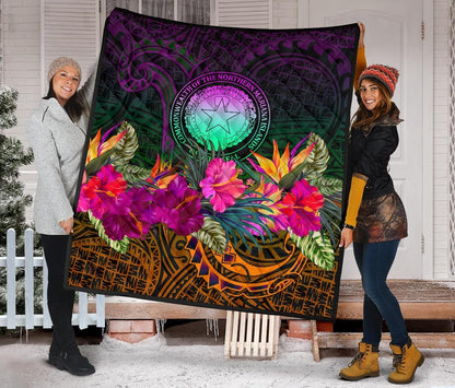Northern Mariana Islands Polynesian Premium Quilt - Summer Hibiscus