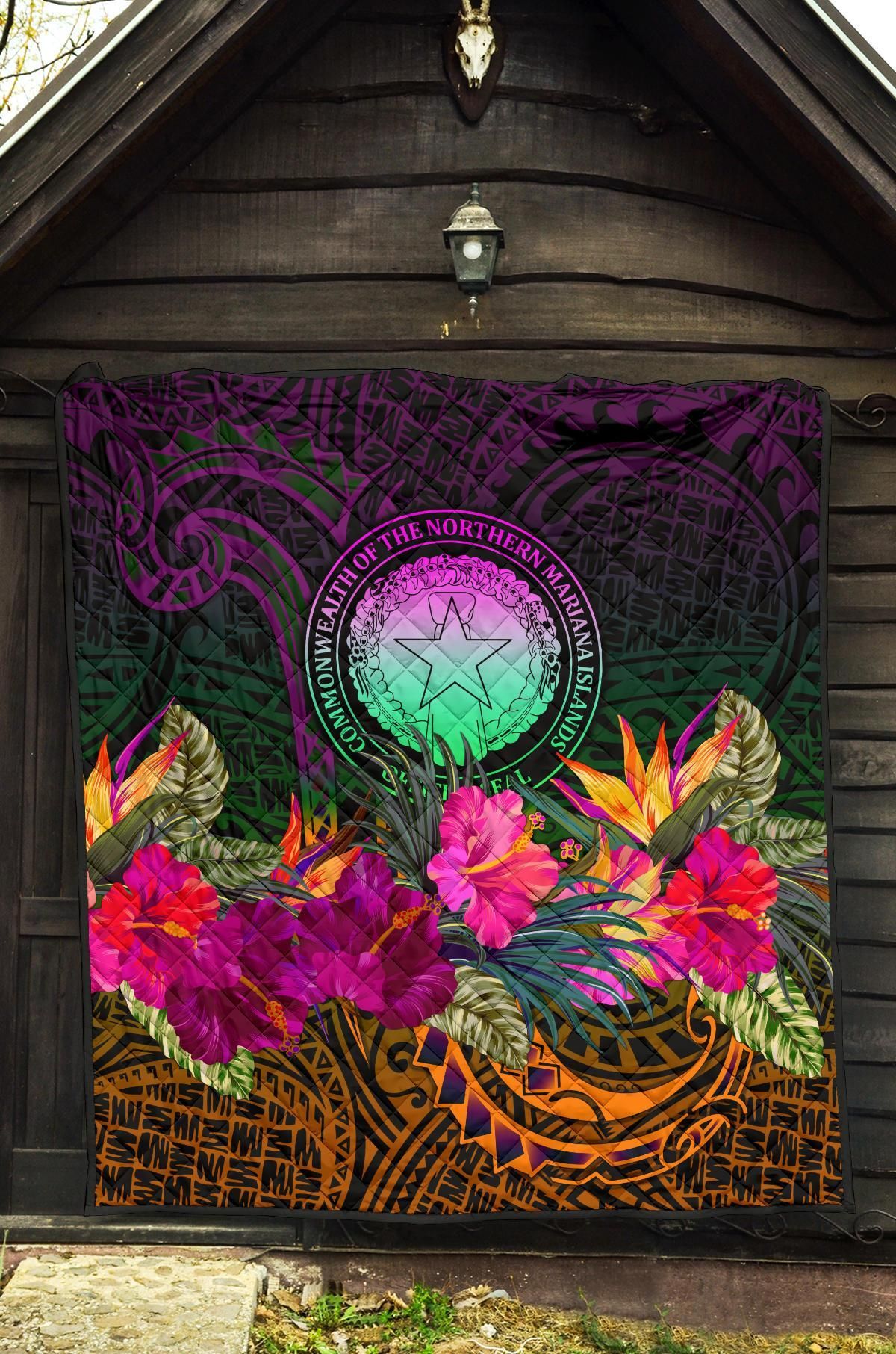 Northern Mariana Islands Polynesian Premium Quilt - Summer Hibiscus
