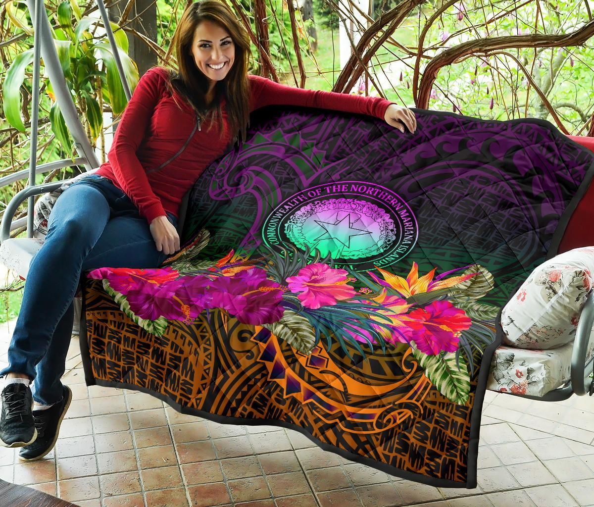 Northern Mariana Islands Polynesian Premium Quilt - Summer Hibiscus