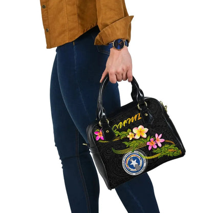 Northern Mariana Islands Polynesian Shoulder Handbag - Plumeria Tribal