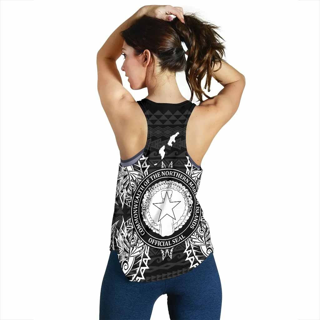 Northern Mariana Islands Polynesian Women Tank Top Map Black