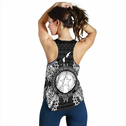 Northern Mariana Islands Polynesian Women Tank Top Map Black
