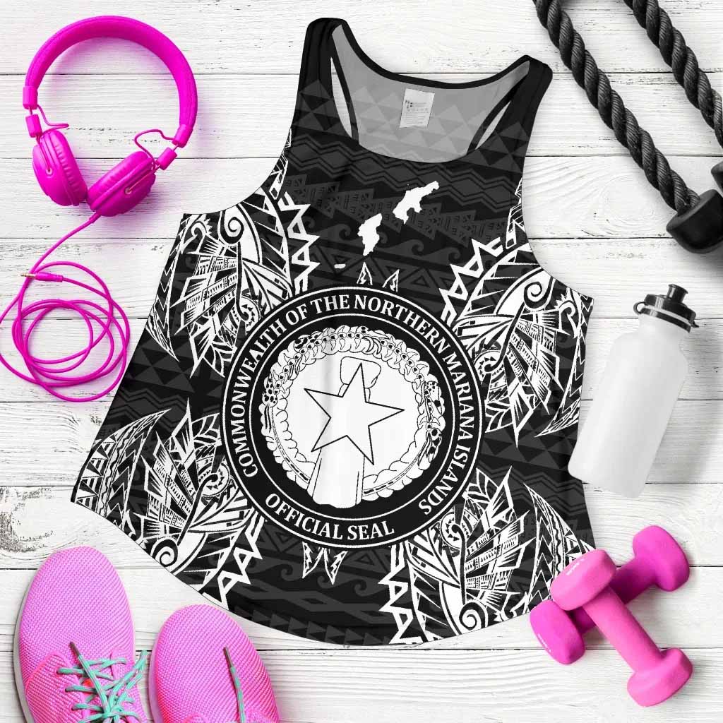 Northern Mariana Islands Polynesian Women Tank Top Map Black