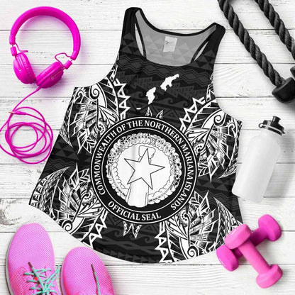 Northern Mariana Islands Polynesian Women Tank Top Map Black
