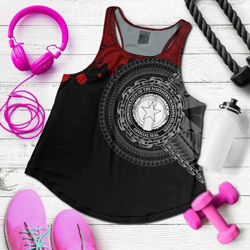 Northern Mariana Islands Polynesian Women Racerback Tank - Polynesian Chain Style