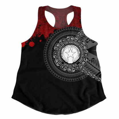 Northern Mariana Islands Polynesian Women Racerback Tank - Polynesian Chain Style