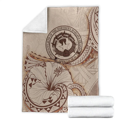 Northern Mariana Islands Premium Blanket - Hibiscus Flowers Vintage Style