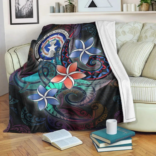 Northern Mariana Islands Premium Blanket - Plumeria Flowers Style