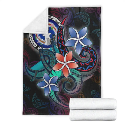 Northern Mariana Islands Premium Blanket - Plumeria Flowers Style