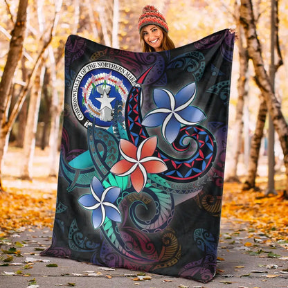Northern Mariana Islands Premium Blanket - Plumeria Flowers Style