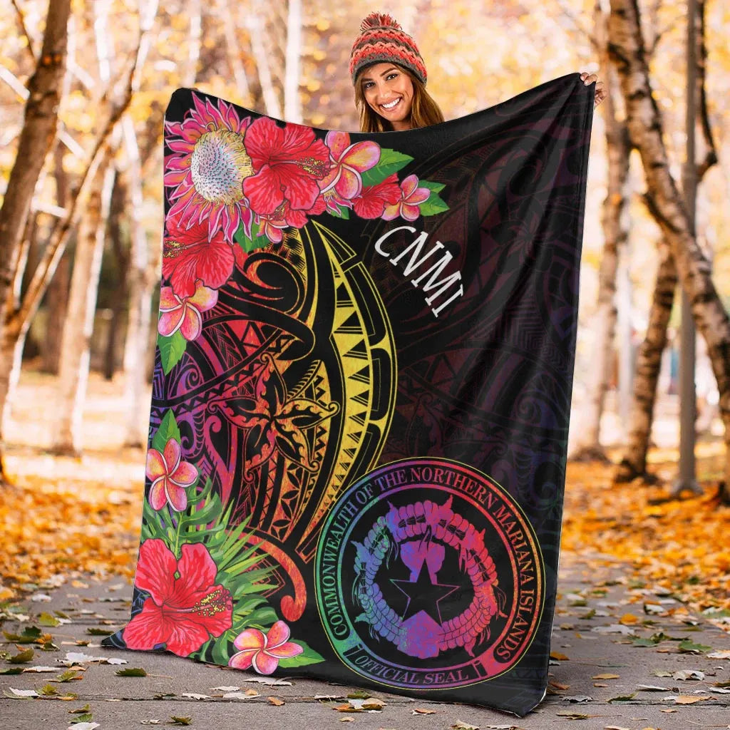 Northern Mariana Islands Premium Blanket - Tropical Hippie Style