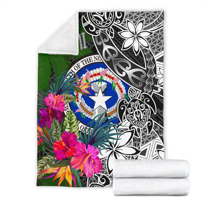 Northern Mariana Islands Premium Blanket - Turtle Plumeria Banana Leaf