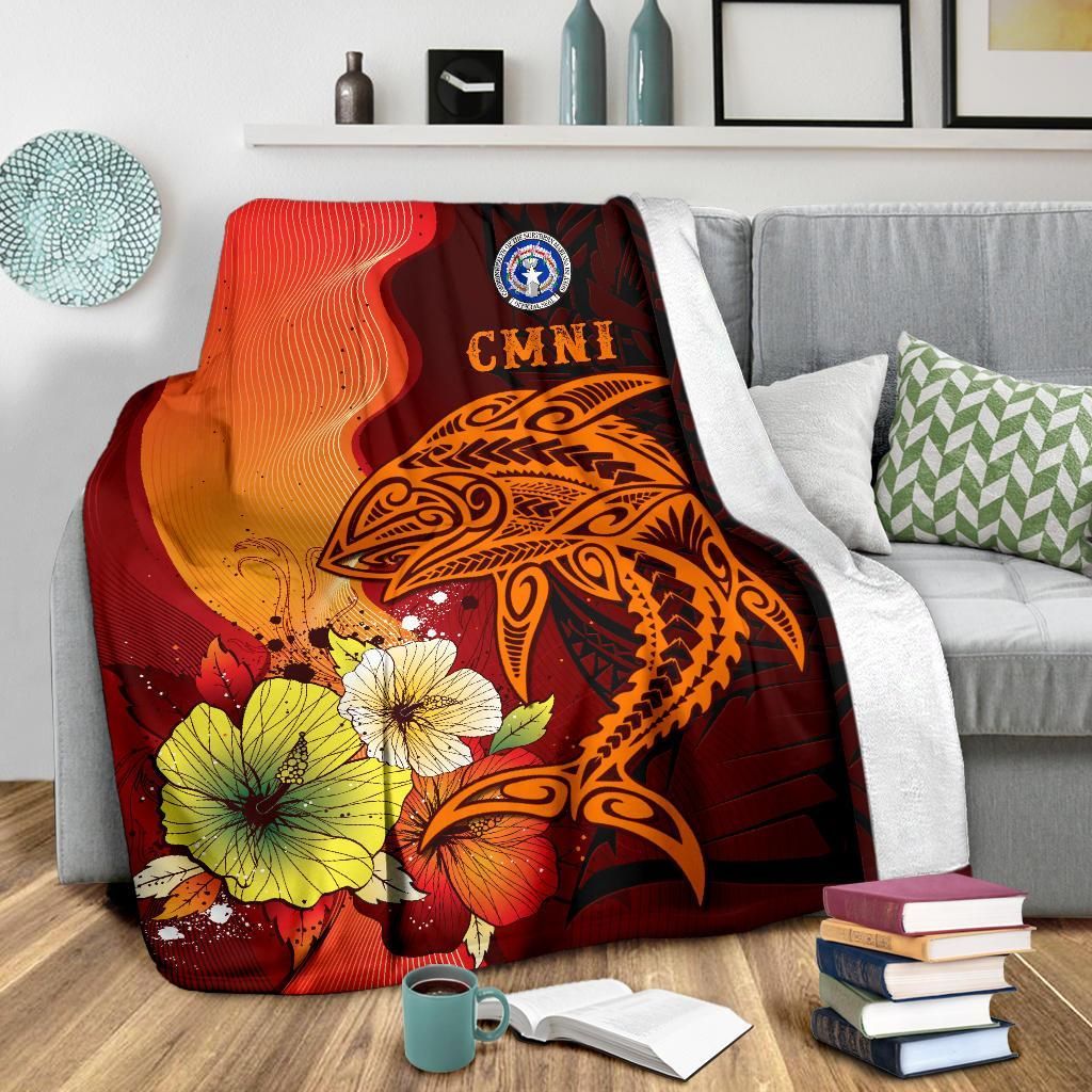 Northern Mariana Islands Premium Blankets - Tribal Tuna Fish