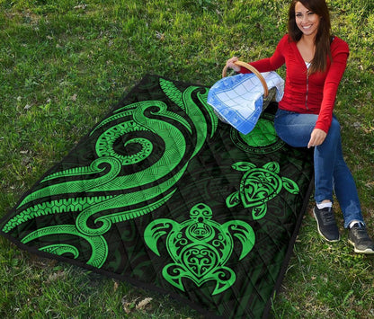Northern Mariana Islands Premium Quilt - Green Tentacle Turtle