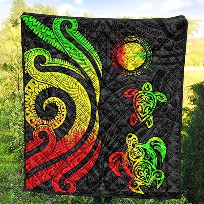 Northern Mariana Islands Premium Quilt - Reggae Tentacle Turtle