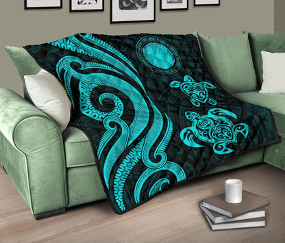 Northern Mariana Islands Premium Quilt - Turquoise Tentacle Turtle