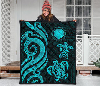 Northern Mariana Islands Premium Quilt - Turquoise Tentacle Turtle