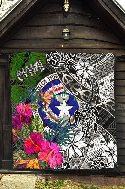 Northern Mariana Islands Premium Quilt - Turtle Plumeria Banana Leaf