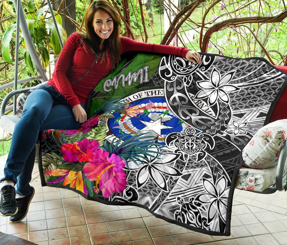 Northern Mariana Islands Premium Quilt - Turtle Plumeria Banana Leaf