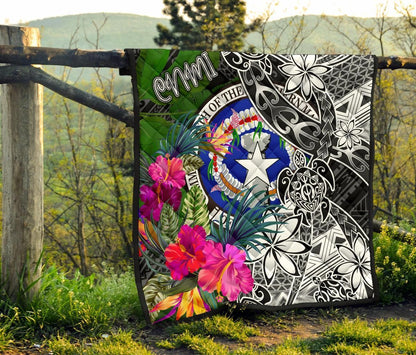 Northern Mariana Islands Premium Quilt - Turtle Plumeria Banana Leaf