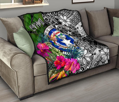 Northern Mariana Islands Premium Quilt - Turtle Plumeria Banana Leaf