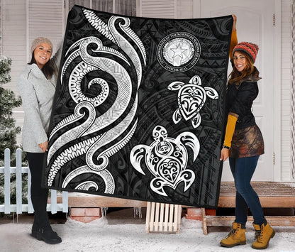 Northern Mariana Islands Premium Quilt -  White Tentacle Turtle