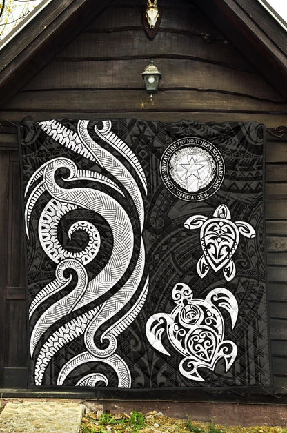 Northern Mariana Islands Premium Quilt -  White Tentacle Turtle