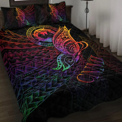Northern Mariana Islands Quilt Bed Set - Butterfly Polynesian Style