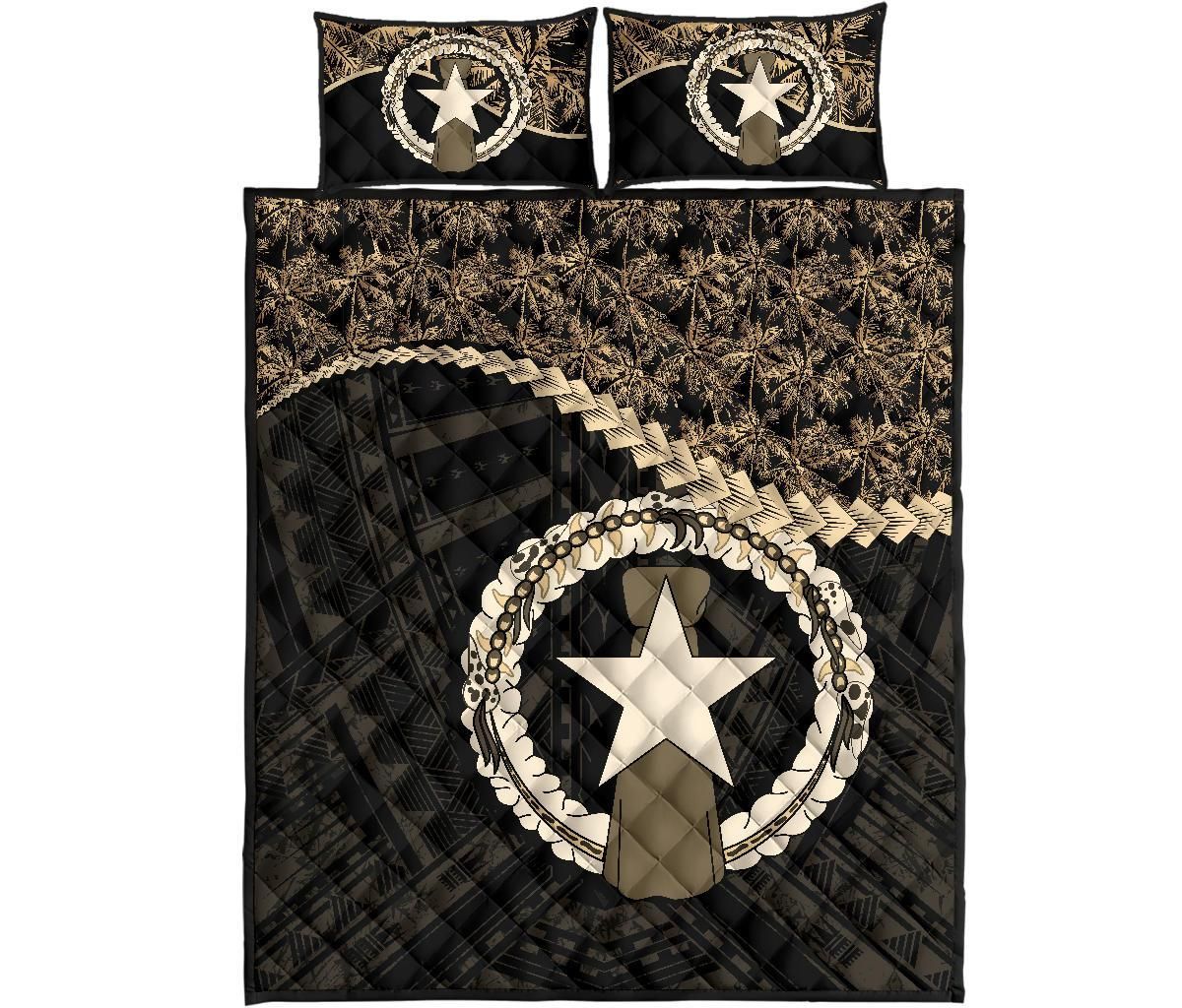 Northern Mariana Islands Polynesian Quilt Bed Set Golden Coconut